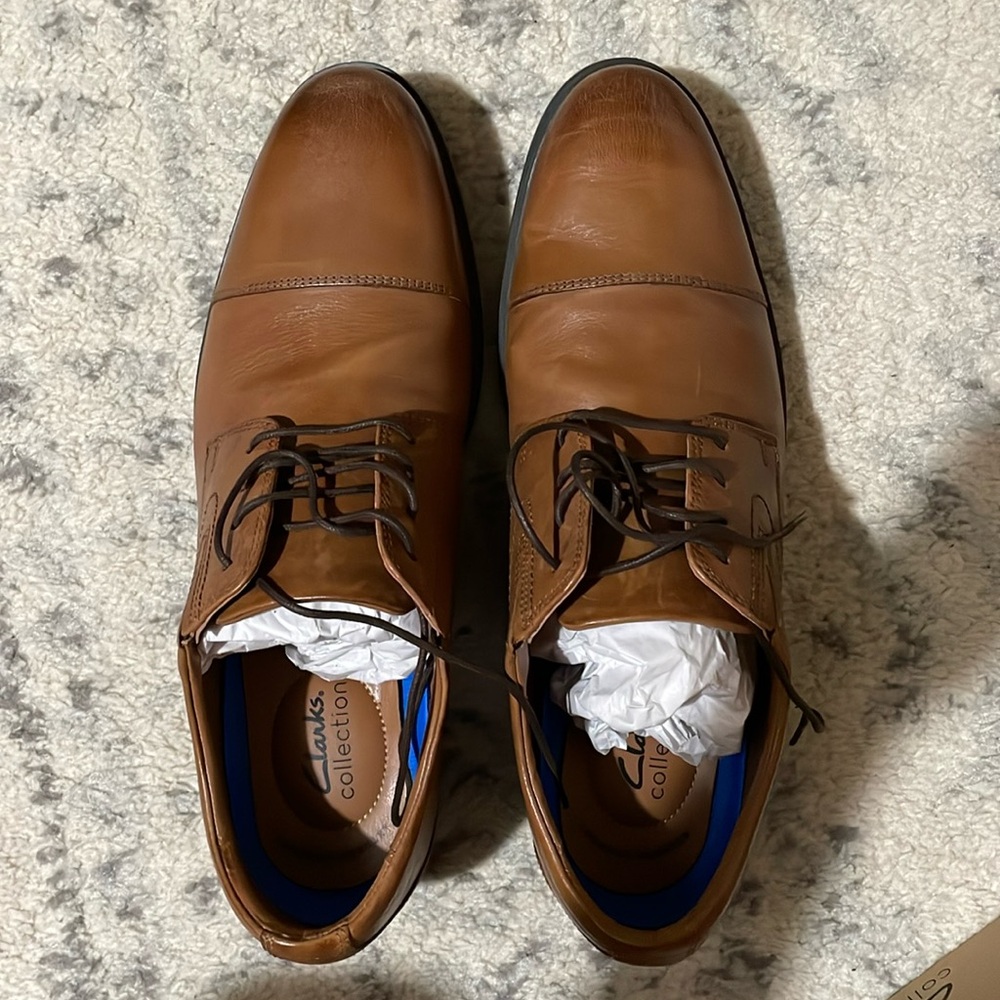 Clark’s Whiddon Cap Dark Tan Leather Men’s Dress Shoes